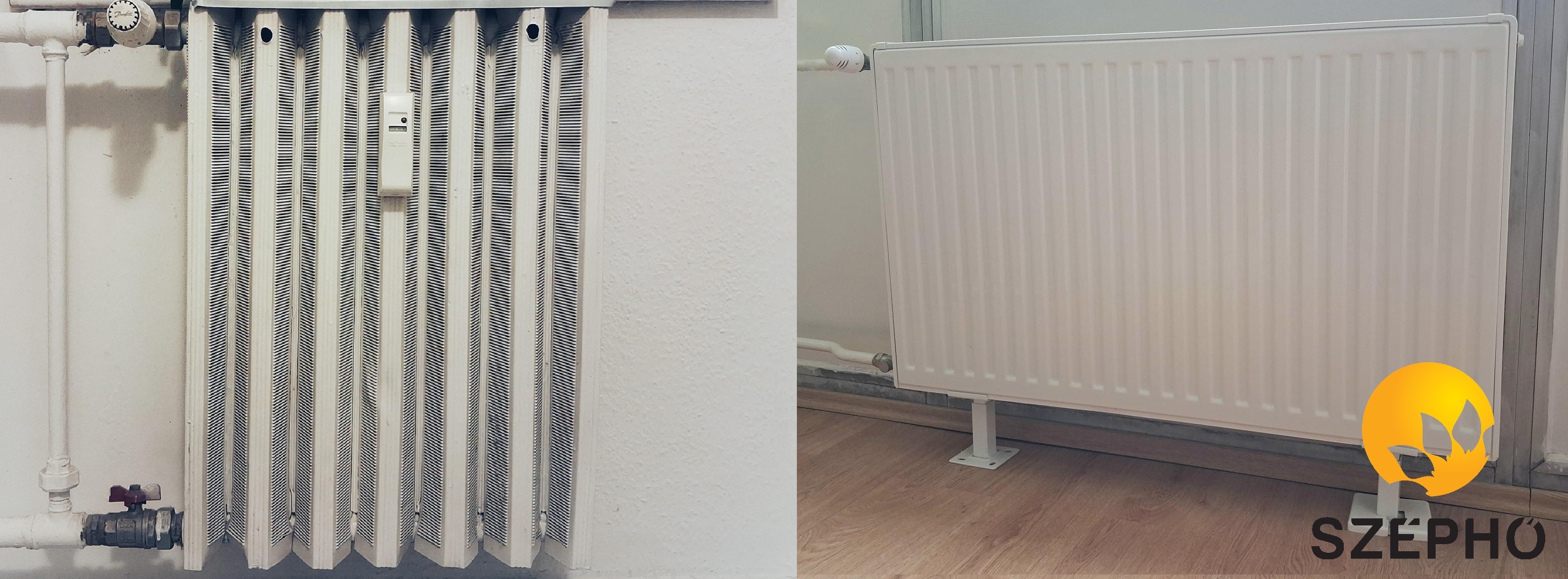 kép egy régi és egy új radiátorról